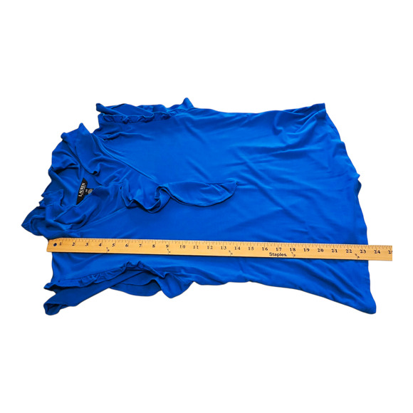 Ralph Lauren Colorful Ruffle Womens Top Large Blue Feminine Romantic Classic - Picture 7 of 7